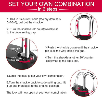ZHEGE Luggage Locks TSA Approved, Zipper Locks for Suitcase, Backpack, Tent, 4 Digit Small Combination Padlocks for Travel, Gun Case, Gym Lockers (Black, 2 Pack)