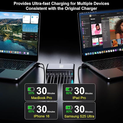 500W USB C Charger Block, 8-Port Fast USB Charging Station Dual PD 100W GaN Ⅲ Pro Charging Station For Multiple Devices, Laptop Charger Adapter Compatible with MacBook, DELL, iPad, iPhone, Samsung etc