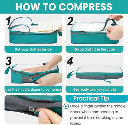BAGAIL 6 Set Ultralight Compression Packing Cubes Packing Organizer for Travel Accessories Luggage Suitcase Backpack