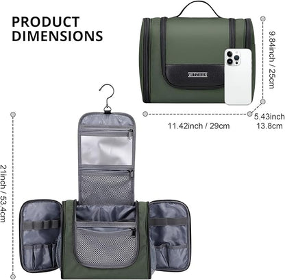WITZMAN Toiletry Bag for Men Women Large Hanging Multi-organization Bathroom Bag Water-resistant Dopp Kit Shaving Bag Men(B690 Army Green)
