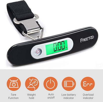 FREETOO Luggage Scale Portable Digital Hanging Scale for Travel, Suitcase Weight Scale with Superior Piano Lacquer 110 Lb/ 50Kg Capacity, Battery Included