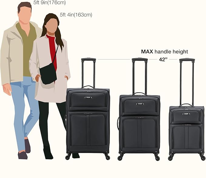 U.S. Traveler Anzio Softside Sturdy Ballistic Nylon Expandable Travel Suitcase Luggage with 4 Spinner Wheels, Dark Grey, Checked-Large 30-Inch