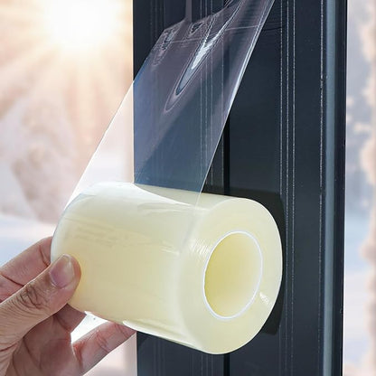 Birllaid Clear Window Weather Sealing Tape, Window Insulation Air Conditioner Seal Tape, 3 Inch x 65 FT Waterproof Blocker for Cold Heat Air, Windproof, No Residue Strong adheisve