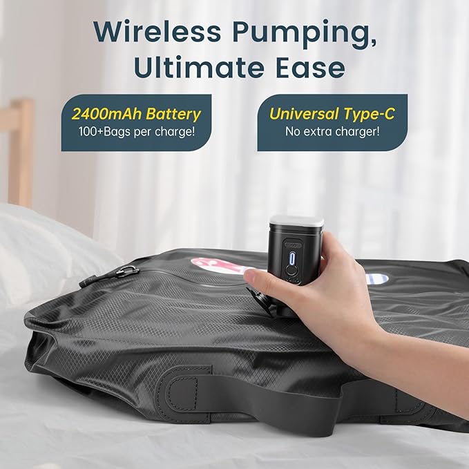 Vacuum Bags for Travel with Pump & Adjustable Strap, 40L Compression Packing Cubes IP67 Waterproof Reusable Travel Space Saver Bags for Carry on Luggage Suitcase Backpack Camping Gym