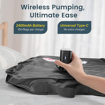 Vacuum Bags for Travel with Pump & Adjustable Strap, 40L Compression Packing Cubes IP67 Waterproof Reusable Travel Space Saver Bags for Carry on Luggage Suitcase Backpack Camping Gym