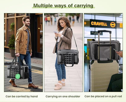 Pecute Cat Carrier Expandable, Airline Approved Cat Soft-Sided Carriers, Breathable Pet Carriers up to 5kg/12lbs, Collapsible Cat Bag Carrier Great for Travel, Outdoor, Hiking, Camping, Gray