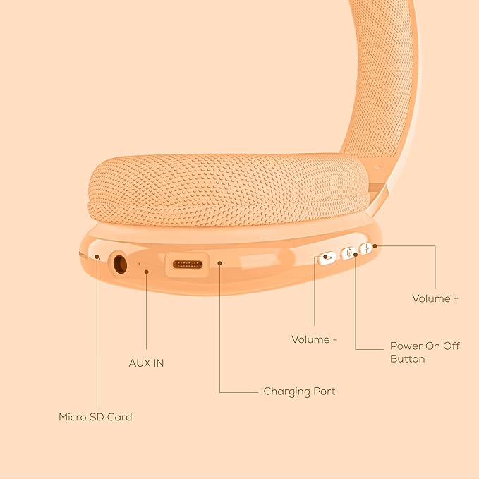 Gabba Goods Wireless Over Ear Bluetooth Headphones with Microphone - Wireless Headset -Noise Reduction - Bluetooth, Wired,Built in Micro SD for Travel, Home, Work TV,PC,Gaming,Cellphone (Orange)