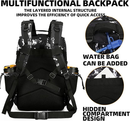 25L Tactical Backpack for Men and Women Military Backpack Small Assault Pack Molle Backpack Bug Out Bag Travel Rucksack Daypack (Black Lightning)