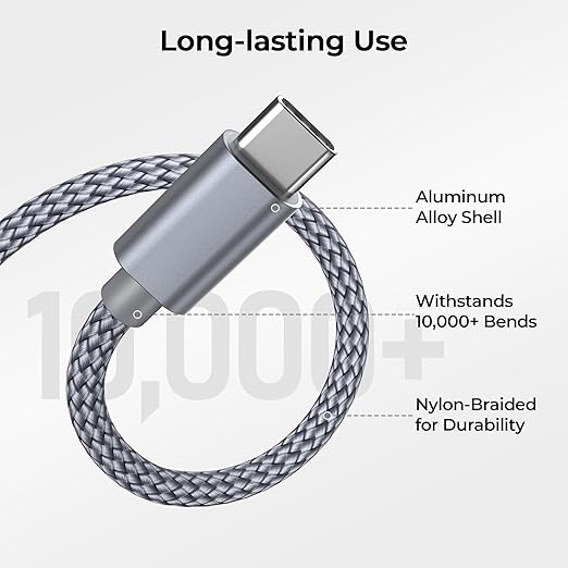 Basesailor USB Type C Charger Cable 3-Pack 3.3/6.6/10FT,Charging Power Cord for Kindle Fire HD 7 12th 2022,10 9th 2019,HD 8 10th 2020,11th 2021 Generation,Samsung Galaxy A03s A13 A53 S10,Steam Deck