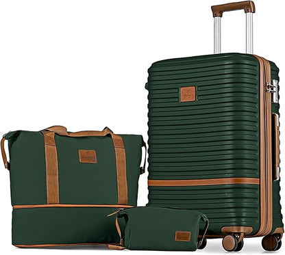 Joyway 24 Inch Checked Luggage, Expandable Suitcase with Spinner Wheel, 3 Piece Hard Shell Luggage Set with TSA Lock(Green)