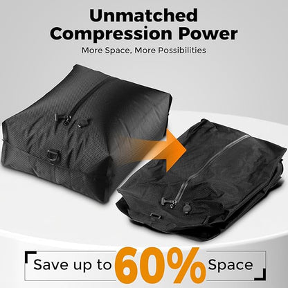 HONKID Vacuum Bags for Travel with Wireless Pump (2PC) - IP67 Waterproof Reusable Vacuum Compression Travel Bags for Luggage, Suitcase and Backpack, Space Saver for Clothes & Travel Clothing