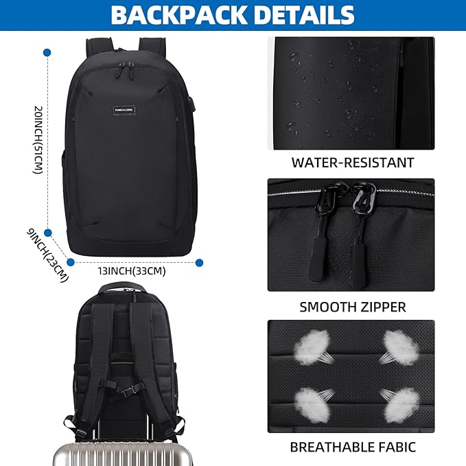 Vacuum Backpack Travel Seal Compression: Vacpack with Electric Air Pump Carry on Expandable Back Pack System for Laptop Hiking Business Water Resistant Lightweight Black