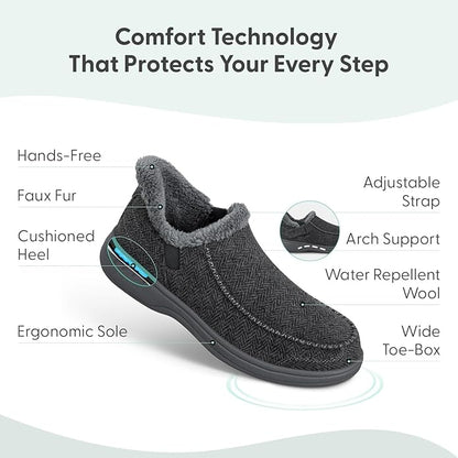 Orthofeet Men's Orthopedic Leather Vito Hands-Free Slipper