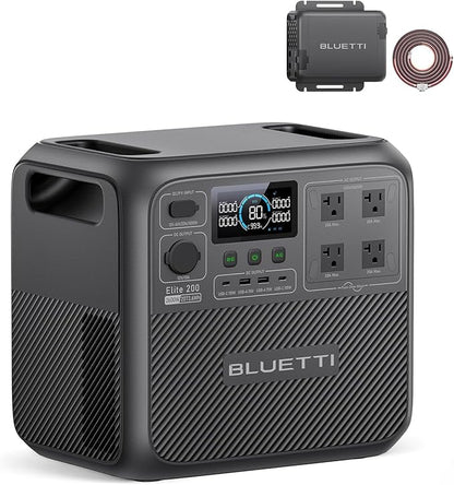 BLUETTI Elite 200 V2 Portable Power Station & Charger 1 (Ships Separately), 2073.6Wh LFP Backup, 4 AC Outlets (3900W Peak), 4.2H Full Charge via Car, Perfect for Camping, Off-grid, and Power Outages