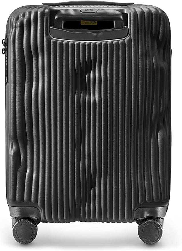 CRASH BAGGAGE Icon Stripe - 22 Inch Rolling Carry On Suitcase with 4 Spinner Wheels, Hardside Polycarbonate Travel Luggage, Lightweight, Interior Pockets, Airline Approved Lock, 36L - Black