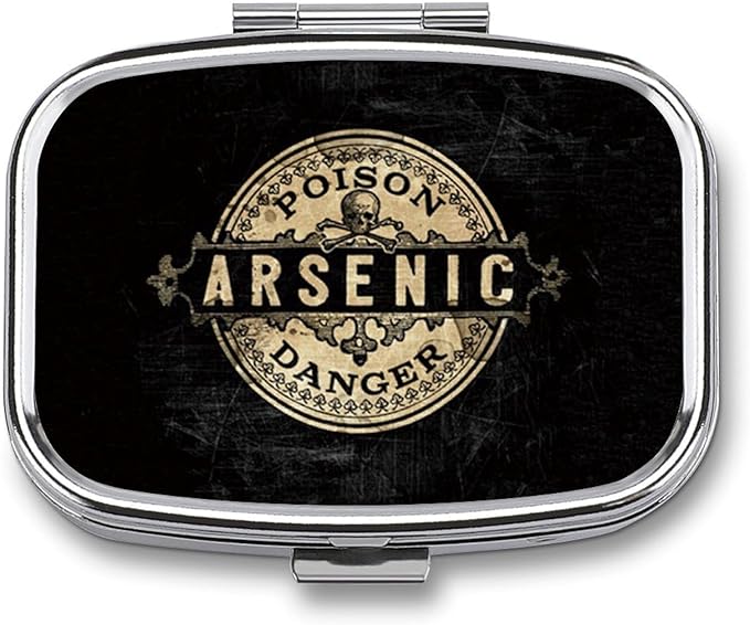 Metal 2 Compartment Pill Organizer Travel Friendly Portable Compact Pill Box Cute Pill Case,for Pocket Wallets Daily Portable Medicine Vitamin Tablet Storage (Arsenic)
