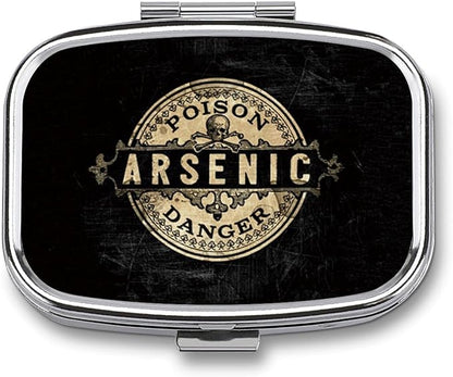Metal 2 Compartment Pill Organizer Travel Friendly Portable Compact Pill Box Cute Pill Case,for Pocket Wallets Daily Portable Medicine Vitamin Tablet Storage (Arsenic)