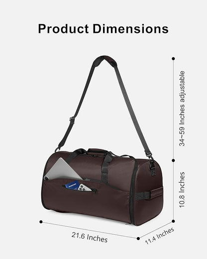 NPBAG Convertible Garment Duffle Bags for Travel - Carry on Garment Bag, Suit Bag for Men & Women, 3 in 1 Foldable Travel Duffle Backpack with Shoulder Strap (Brown)