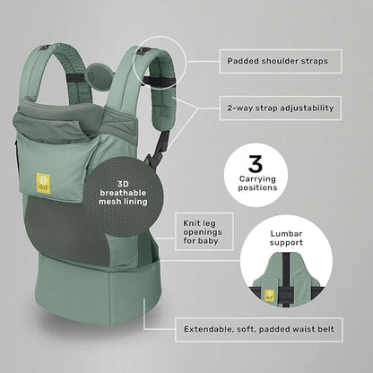 LÍLLÉbaby 3-in-1 Ergonomic CarryOn Airflow Toddler Carrier with Lumbar Support & Breathable Mesh Lining (25-60 lbs), Supportive & Comfortable, Multi-Position Carrying for Hiking & Travel (Willow)