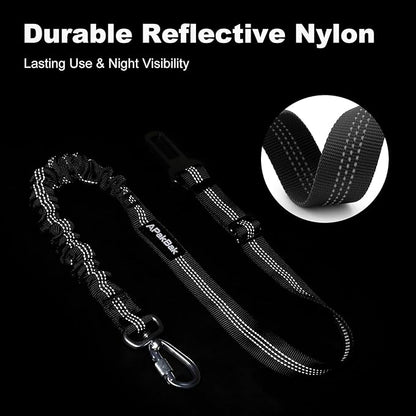 Dog Seat Belt for Car, Adjustable Dog Car Harness Seatbelt for Small Medium Large Dogs, Heavy Duty Travel Safety Restraint with Locking Aluminum Hook & Reflective Nylon Strap, Black