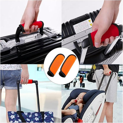 Luggage Handle Wraps, Soft Travel Bag Handle Cover, Padded Handle Grip, Suitcase Tags Identifiers for Travel Accessories, Orange, 2pcs