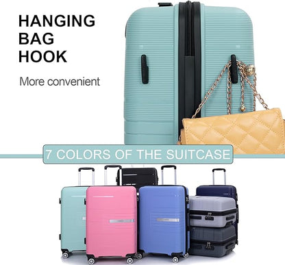 Travelhouse Luggage Sets, Expandable Hardside Suitcases 24in/28in, Carry on 20in,3 Piece Set Travel Luggages Clearance with Double Spinner Wheels TSA Lock Lightweight (Green-1206)