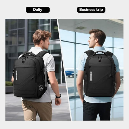 CROSSGEAR Laptop Backpack for Men, 17.3 Inch Large Travel Backpack with Anti-theft Lock, Water Resistant Business Computer Backpack with USB Charging Port, Breathable Padded, Casual Daypacks