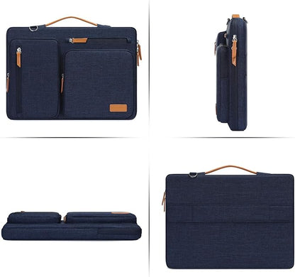 MOSISO 360 Protective Laptop Shoulder Bag,15 inch Computer Bag Compatible with MacBook Air M4 M3 M2/Pro A1990 A1707, Dell XPS Plus,Side Open Messenger Bag with 4 Zipper Pockets&Handle, Navy Blue