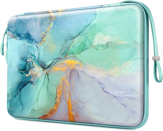 FINPAC Hard Laptop Sleeve Case for 13 inch MacBook Air M3 M2 M1 2024, 14 inch MacBook Pro M4/M3/M2/M1 A2918 A2992 A2779 A2442, Waterproof Case for Dell, Surface Laptop, HP, Acer, Emerald Marble