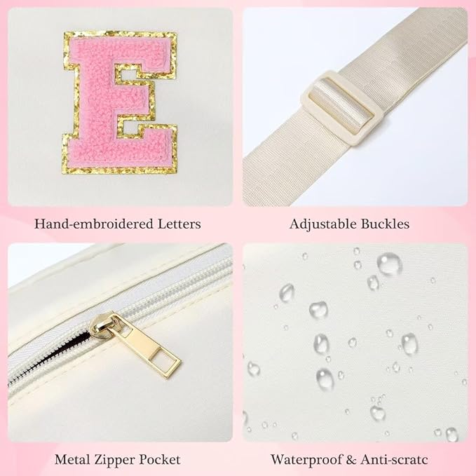 YOOLIFE Initial Crossbody Bag Fanny Pack for Girls Kids, Purse for Little Girl Everywhere Belt Bag Personalized Girls Christmas Gifts Stocking Stuffers, Beige K