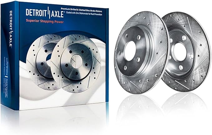 Detroit Axle - 12.99" Rear Drilled Brake Rotors Wheel Hubs + 20pc Wheel Lug Nuts Replacement for Ford Taurus Flex Edge Lincoln MKS MKT - 24pc Set