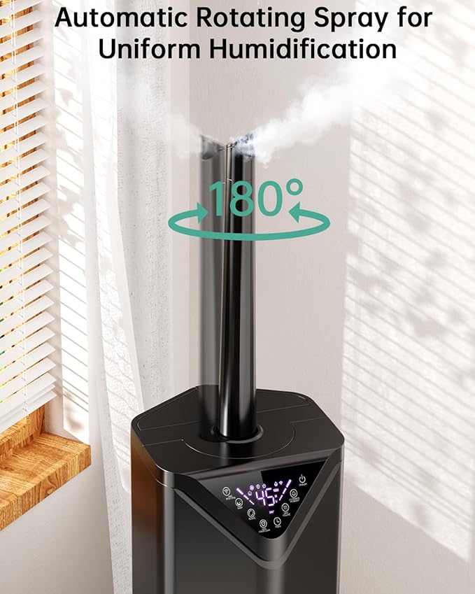 5Gal Humidifiers for Bedroom Large Room up to 2800ft², APP/Remote Control, 60H Supersized Cool Mist Humidifier with Auto 180°Mist Tube, 24H Timer, Top Fill Humidifiers for Home Office Bedroom Plants