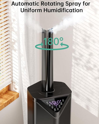 5Gal Humidifiers for Bedroom Large Room up to 2800ft², APP/Remote Control, 60H Supersized Cool Mist Humidifier with Auto 180°Mist Tube, 24H Timer, Top Fill Humidifiers for Home Office Bedroom Plants