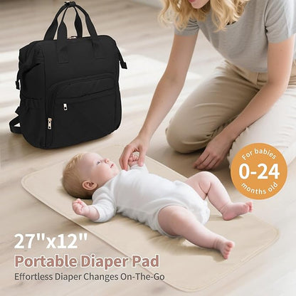CEI-CEI Diaper Bag Backpack for Mom and Dad, Puffer Baby Bag Backpack with Insulated Pocket, Water-Resistant, Unisex Travel Backpack with Changing Pad & Stroller Straps