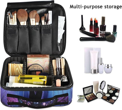 MNSRUU Travel Makeup Bag, Butterfly Rose Women Makeup Case Organizer Cosmetic Toiletry Bag for Teenage Girl with Adjustable Dividers