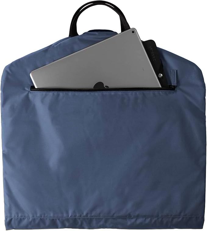 SkyHanger - Carry on Garment Bag with unique Titanium Suit Hanger for Men & Women - best-in-class functionality for wrinkle-free traveling - lightweight & water repellent nylon - Blue