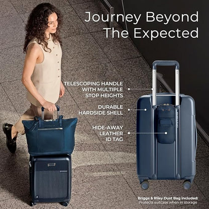 Briggs & Riley Essential 22" Carry On Expandable Spinner - Luggage for Travel, Suitcases with Wheels, Hardside Rolling Bag for Men & Women, Self-Repairing Zipper - Sympatico Collection, Navy