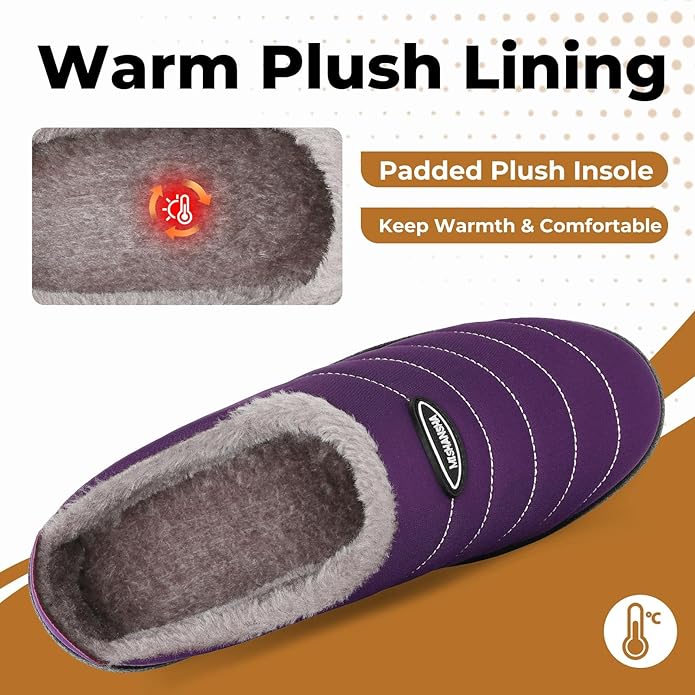 Mishansha Mens Womens House Slippers Warm Fur Lined Winter House Shoes Slip on Cozy Indoor Outdoor Slipper