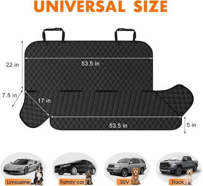 Backseat Cover for Dogs, Waterproof and Non-Slip Pet Bench Seat Covers, Car Seat Protector for Back Seat, Universal Size Rear Car Seat Cover Fits Cars, Trucks and SUVs, M-Black