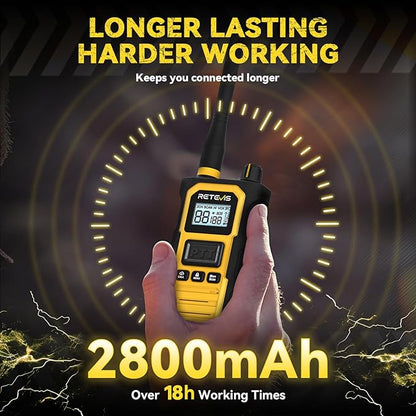 Retevis RB48 Pro Walkie Talkies Long Range, High Power, Heavy Duty Rechargeable Two Way Radios, 2800mAh, IP67, Upgrade Noise Reduction, Group Call for Construction (6 Pack with Gang Charger)