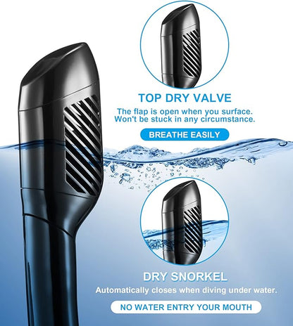 Aegend Snorkeling Gear for Adults Youth Kids, Dry Snorkel Set Panoramic View Enhanced Anti-Leak and Anti-Fog Technology, Adjustable Strap for Snorkeling Scuba Diving Swimming with Mesh Bag