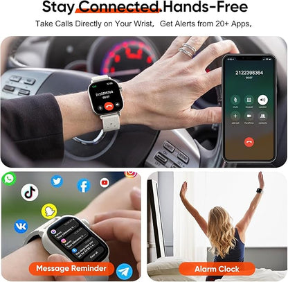 Fitness Tracker Smartwatch for Women & Men, Built-in GPS, 2.06" AMOLED for Calls, Heart Rate Blood Oxygen Sleep Monitor, 170+ Sport Modes, Waterproof with 2 Bands (Silver)