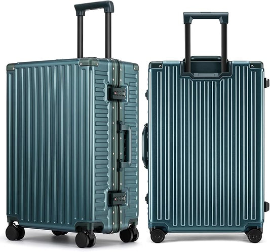 ROAMING Zipperless Luggage Airline Approved with Aluminum Frame, Lightweight PC Hardside Luggage with Spinner Wheels, Metal Travel Luggage with Double TSA Locks, Carry On 20 Inch, Dark Night Green