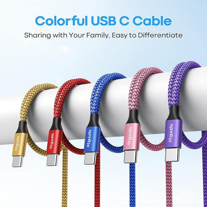 etguuds USB C Cable 3ft, 5-Pack USB to USB C Charger Cable, Fast Charging Cord Type C for iPhone 17 16 15 Pro Max Plus 17 Air 16e, Samsung Galaxy S25 S24 S23 S22 S21 S20 A17 A16 A15 A26 A36 A56 A55