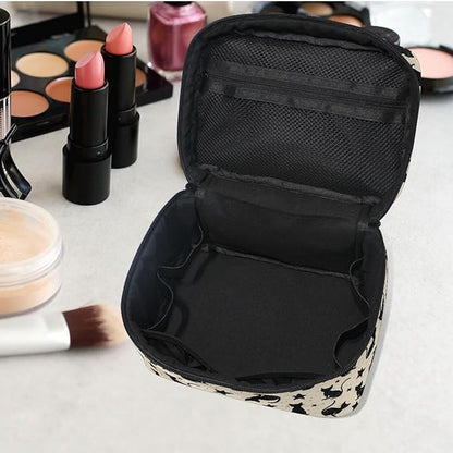 MNSRUU Makeup Bags, Black Cat Stars Makeup Organizer Bags Toiletry Bag Box Travel Cosmetic Bag Make Up Train Case for Women Teen Girl Ladies