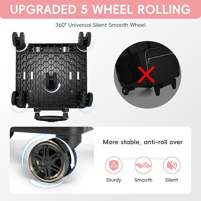 2025 Rolling Teacher Tote Bag with 15.6" Laptop Compartment