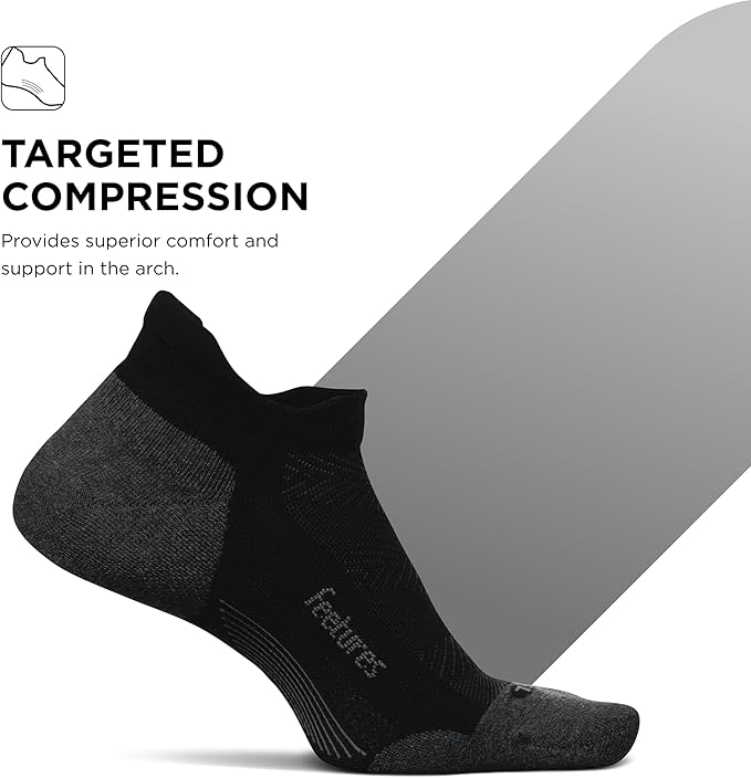 Feetures Elite Max Cushion No Show Tab Ankle Socks - Sport Sock with Targeted Compression