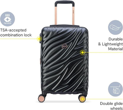 DELSEY PARIS Alexis Durable Luggage, Expandable Lightweight 4-Wheel Spinner, Easy Grip Telescoping Handle for Smooth Mobility, TSA-Lock Incorporated, Men and Women, Black/Rose Gold, Carry-On 21-Inch