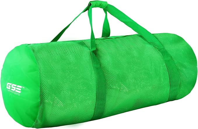 Green Heavy-Duty Large Mesh Sports Duffle Bag, Dry Bag, Diving Equipment Scuba Bag with Zipper. Great for Gym Workout, Sport Balls Storage, Scuba Gear, Snorkeling, Water Sports and Travel