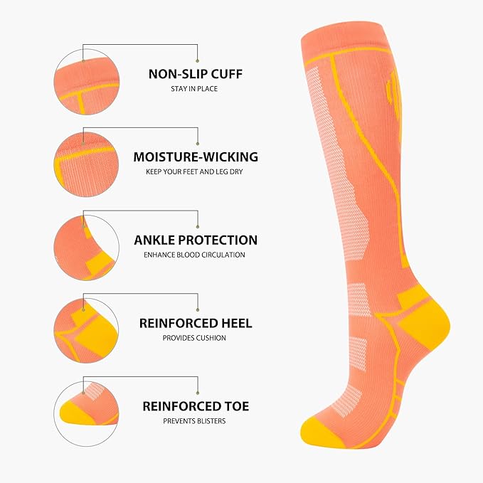 Compression Socks for Women Men Circulation Knee High 8 Pairs for Nurses, Running, Travel, Athletic